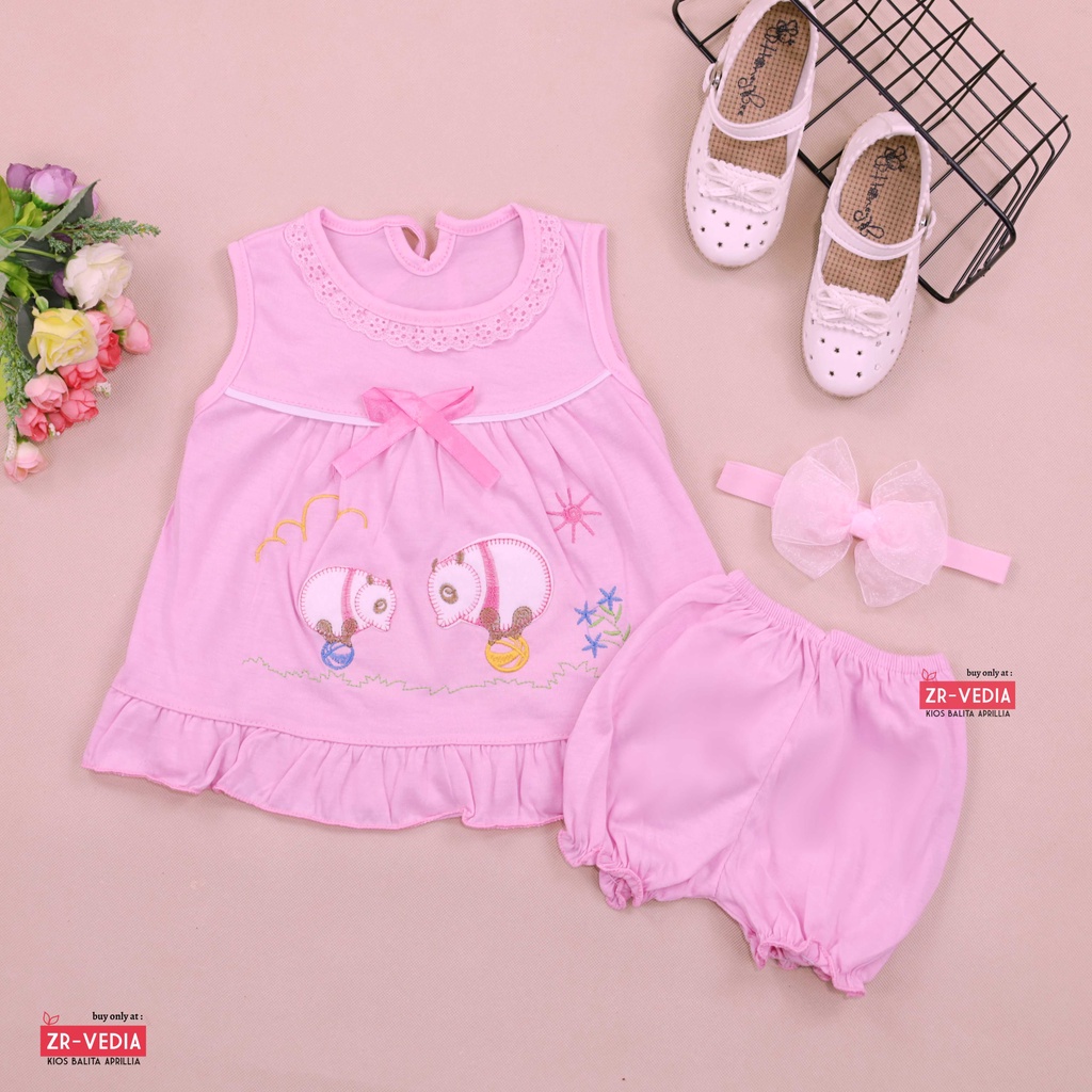 [FREE BANDANA] Setelan Baby Berry 0-12 Bulan / Baju Tidur New Born Set Perempuan Lengan Baby Perempuan Celana Pop ZR Vedia