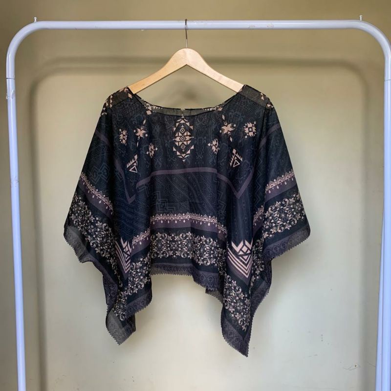 Outer kimono scraf premium-peony etnic black