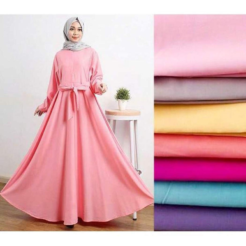 GAMIS BALOTELLI POLOS BUSUI LENGAN REMPEL / Gamis Muslimah murah / Dress Rempel