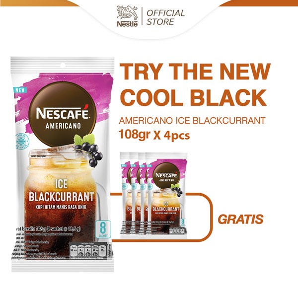 

t01thy Nescafe Coffee Kopi Americano Ice Blackcurrant 108Gx4Pcs Gratis Hadiah Ds20X11