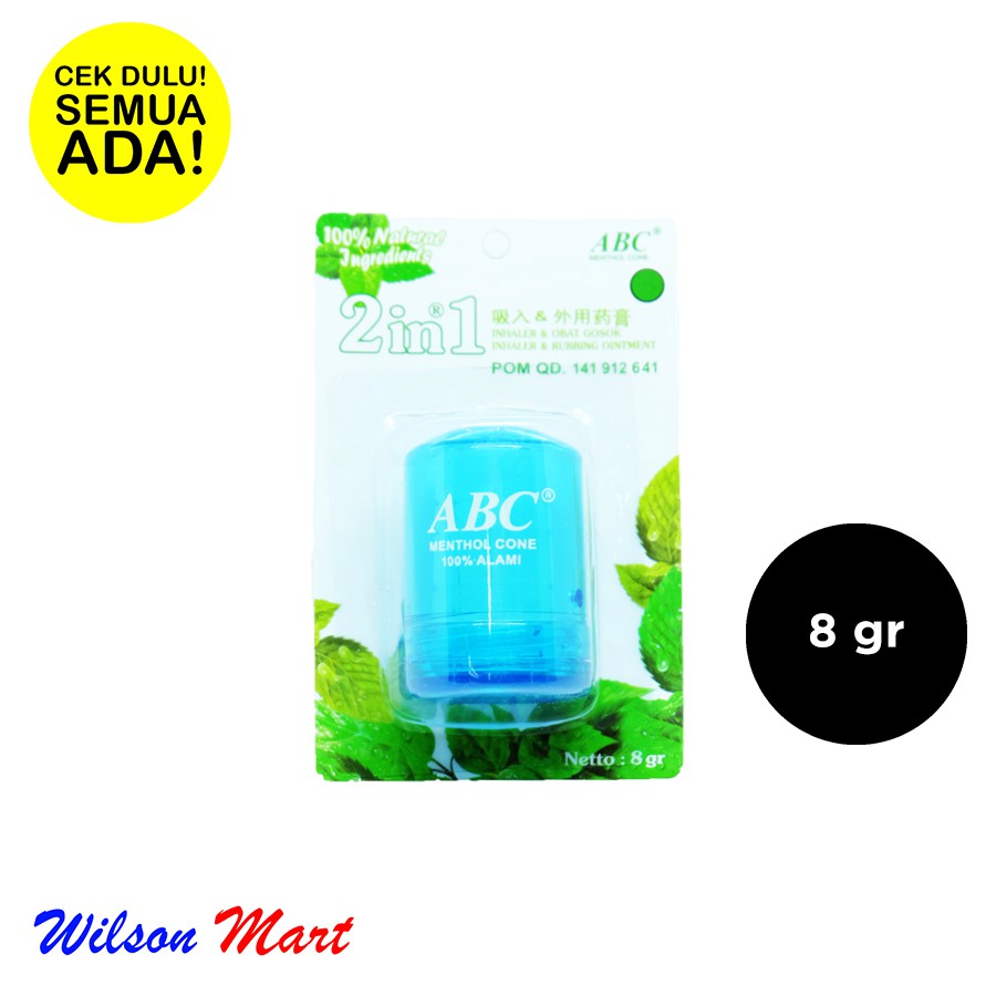 ABC MENTHOL 2 IN 1 INHALER OBAT GOSOK 8 GRAM