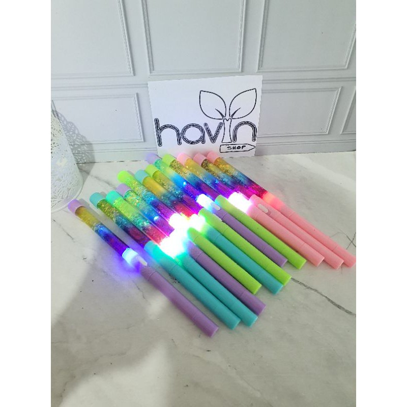 (12pc) PEN GEL ada AIR MANIK/PEN ADA AIR MANIK LAMPU LED-4
