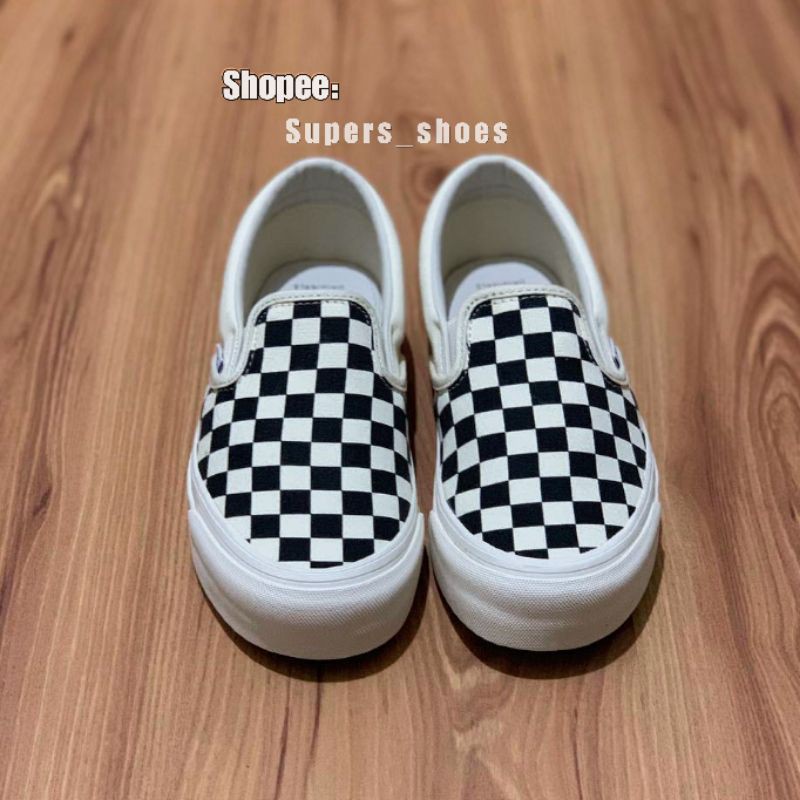 SEPATU VANS SLIPON OG CHECKERBOARD BLACK WHITE - VANS SLIP ON OG CATUR PRIA WANITA | #BRANDSALE SOCKOG-7