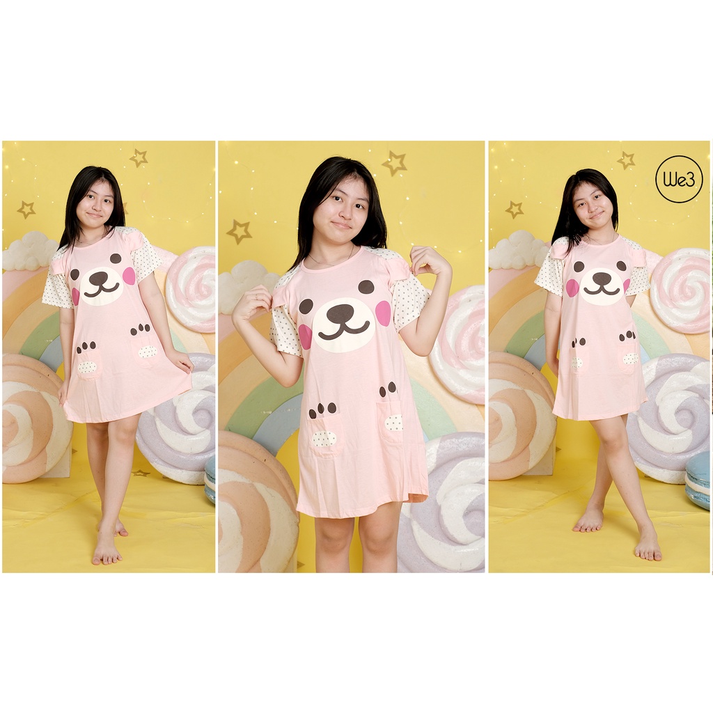 V3 / We3 Daster Dress Baju Tidur Piyama Anak Perempuan Tangan Pendek 1-12Tahun NEW