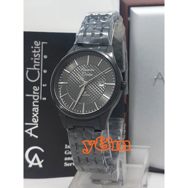 jam tangan wanita Alexandre Christie Original AC 8453 LD FBL full black