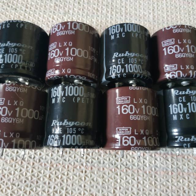 Kapasitor capasitor elko rubycon dan nippon chemi-con 1000uf 160v ori cabutan dari panel buildup
