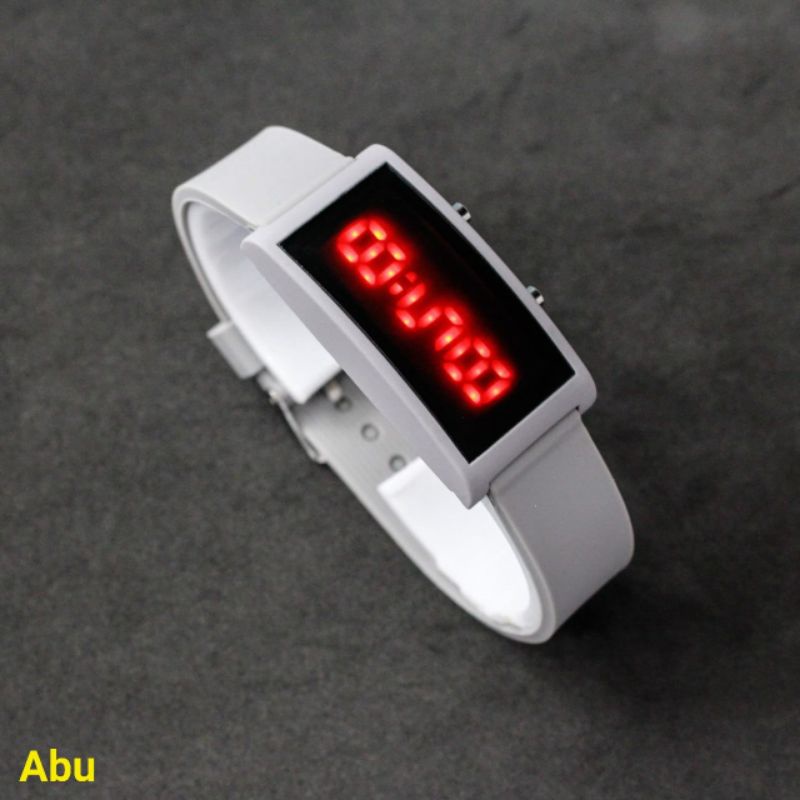 Jam Tangan LED Watch Kotak Cewek Cowok Strap Rubber Warna SEGI KAPSUL