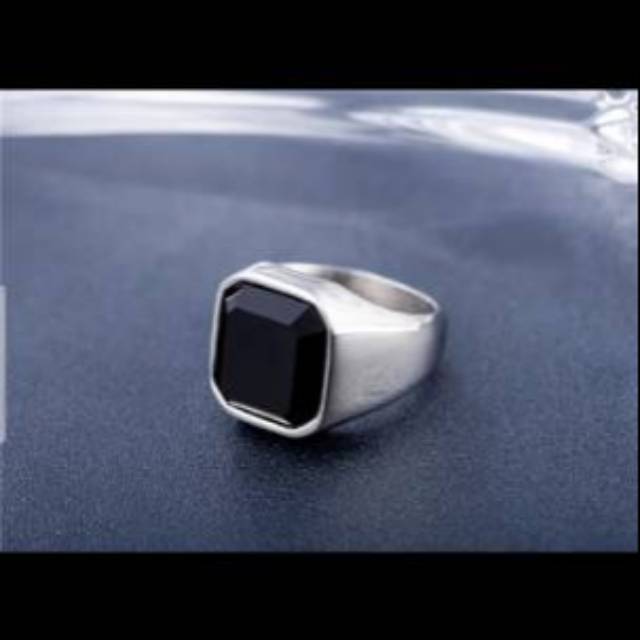 COD!! Cincin Pria Premium Ring Titanium Black Onyx