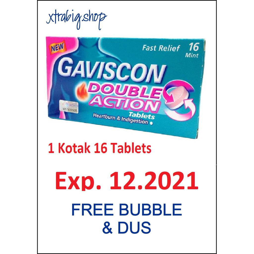 Gaviscon Double Action 250mg 16 Tablets Obat Maag Tablet 16 Mint Shopee Indonesia