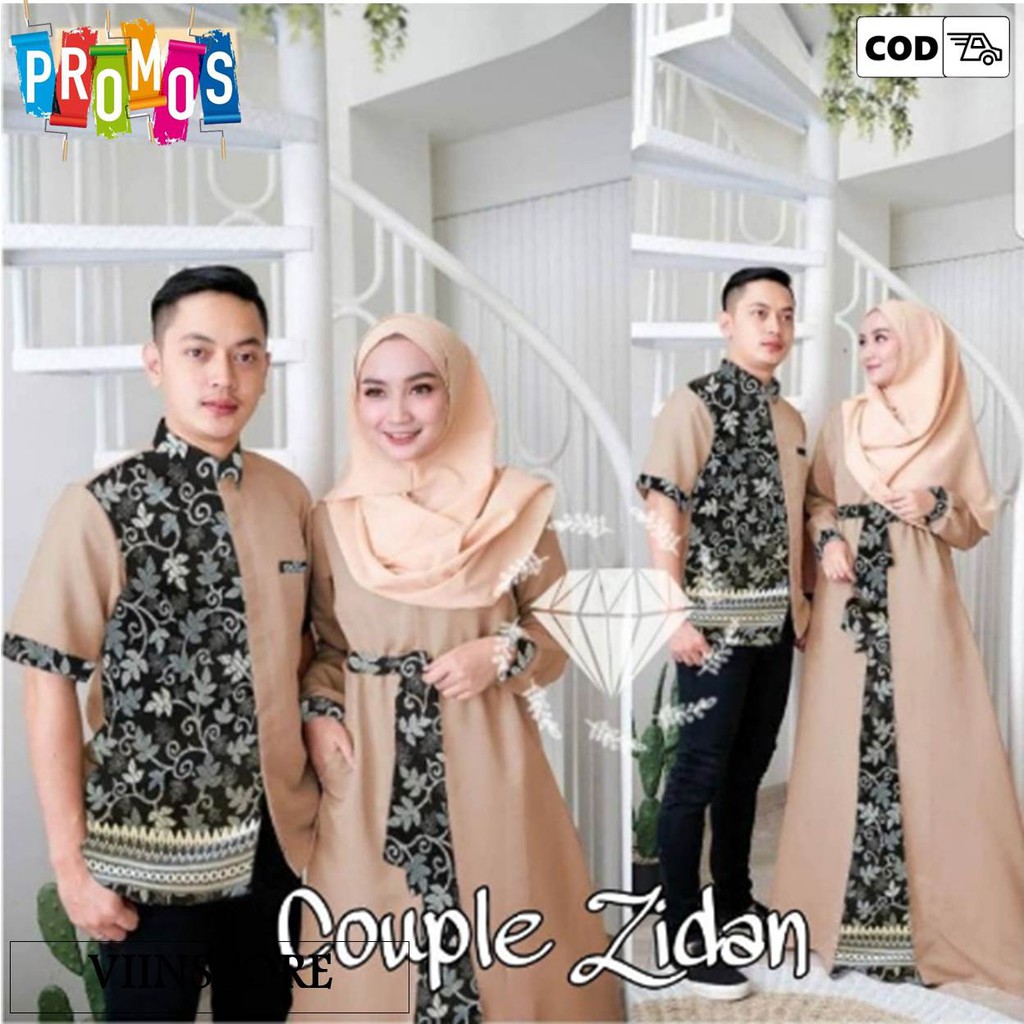 Couple Gamis Wanita Keluarga Lebaran Terbaru 2021 Model Pesta Kondangan Zidan Batik Ld 100 Mewah