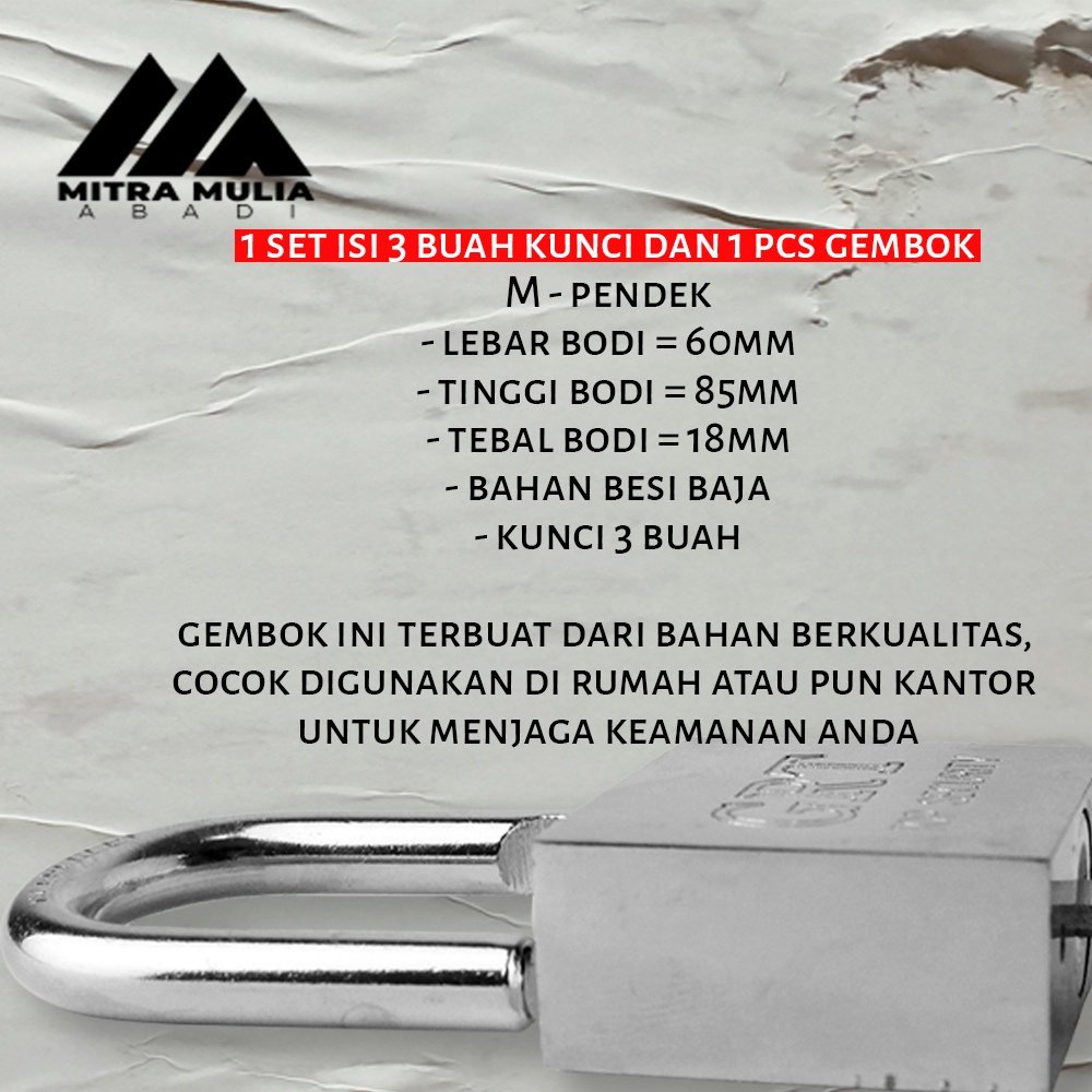 Kunci Gembok Rumah 60 M l Leher Pendek l Iron Pad Lock | gembok rumah | gembok pagar | kunci gembok multifungsi