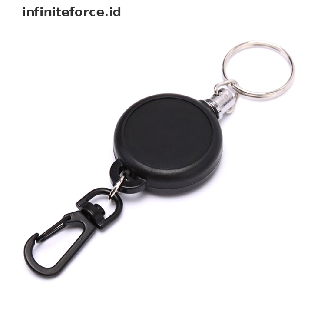 Infiniteforce.id 1pc Holder Kartu Id / Badge Retractable Warna Hitam Ukuran 60cm