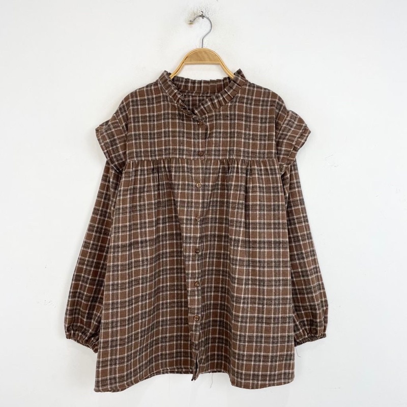 KEMEJA WANITA / kemeja wanita motif / kemeja wanita lengan panjang / kemeja batwing /kemeja-Foto 7