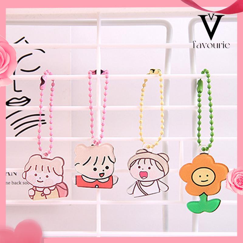 [COD]Kartun akrilik gantungan kunci gadis cantik beruang warna manik-manik rantai tas liontin gantungan kunci-FA