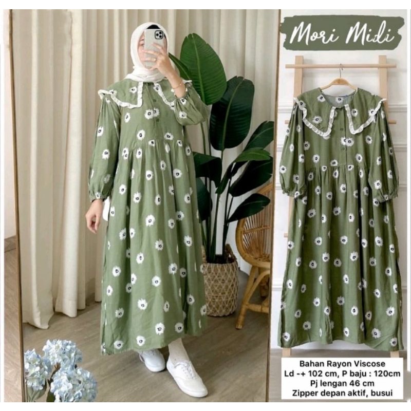 PROMOO... MORI MIDI DRESS RAYON TERLARIS/DRESS RAYON PREMIUN