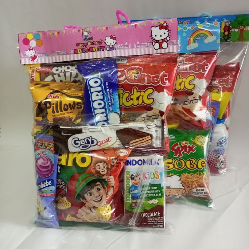 

paket Snack ulang tahun/souvenir ultah/goodie bags ultah