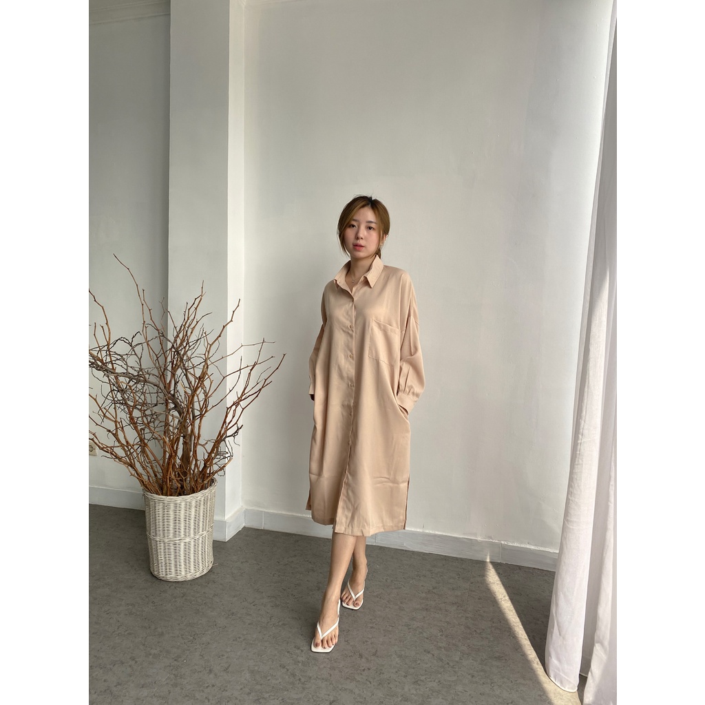 Yanelle Vio Long Classic Shirt Dress | Kemeja Wanita |Dress Wanita