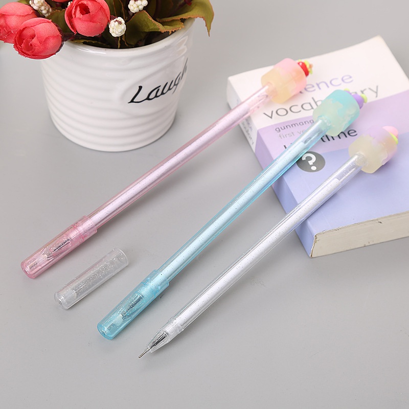 2pcs Pulpen Gel Transparan Bentuk Kue Buah Lucu Bahan Plastik Untuk Stationery Sekolah