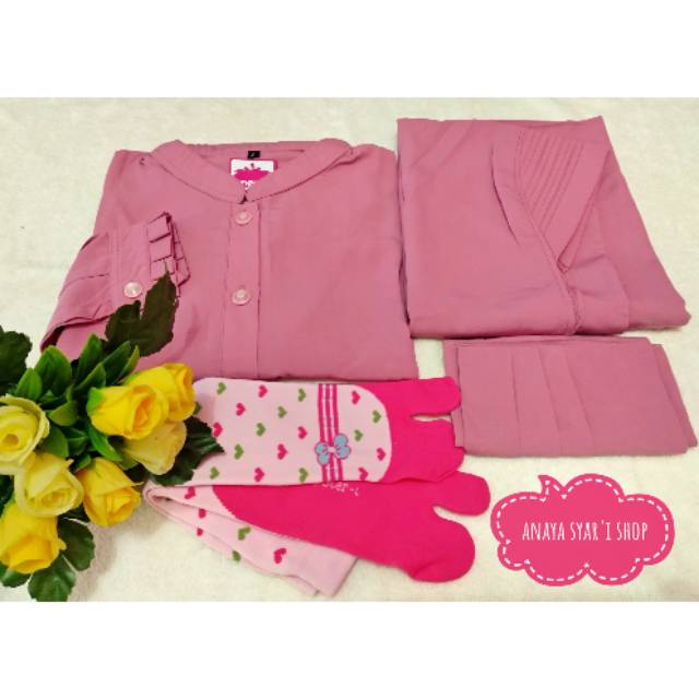 set gamis  jilbab cadar syari wolfis kaos  kaki murah  