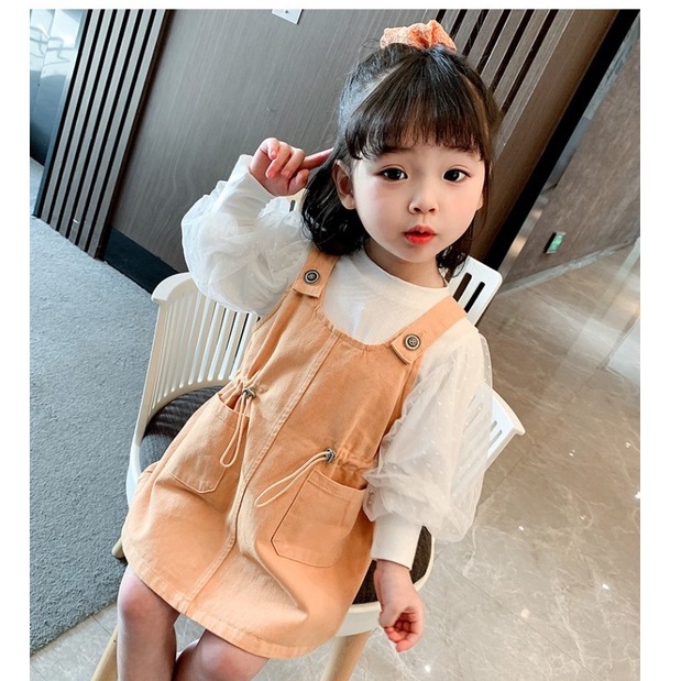 CHUBBI 28 - Dress Overall Anak Perempuan 2in1 Fluffy Shoulder