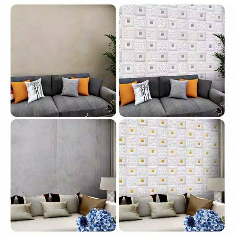 WALLPAPER 3D FOAM MOTIF BATIK  WALLSTICKER 70X70CM WALL STIKER. WALLPAPER MURAH PONTIANAK