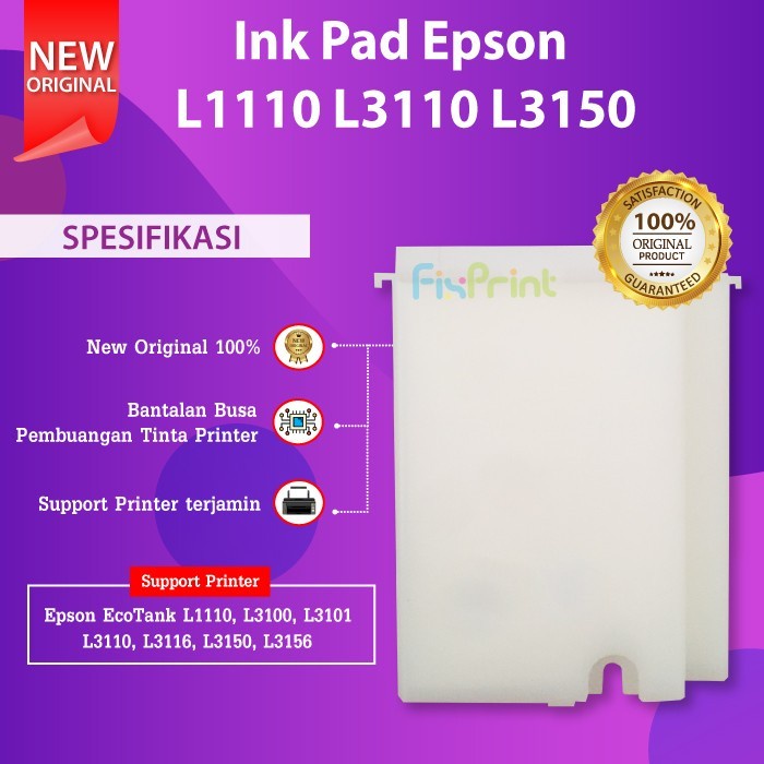 Ink Pad Box Epson L3110 L3210 L3250 Inkpad Pembuangan L1110 L1210 L1250 L1256 L3100 L3116 L3216 L3150 L3156 L3250 L3256 L5190 L5290 L5296