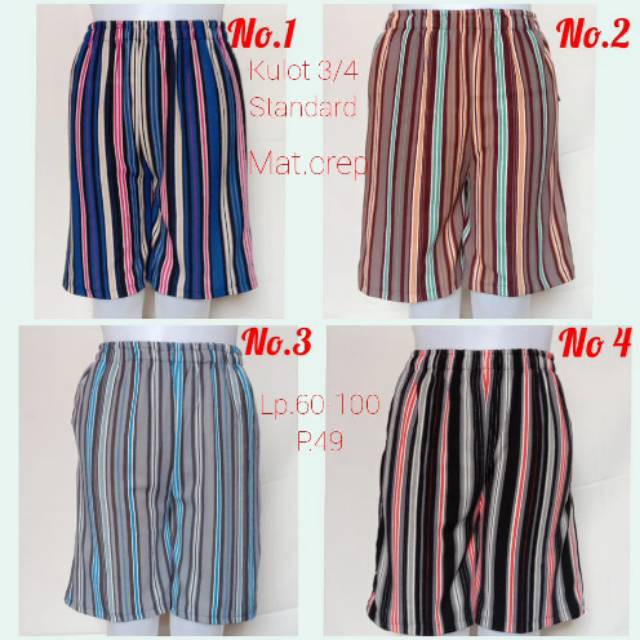 (BISA COD) CELANA KULOT PENDEK SALUR MOTIF - Kulot Crepe Wafel Wanita Pendek Tanggung