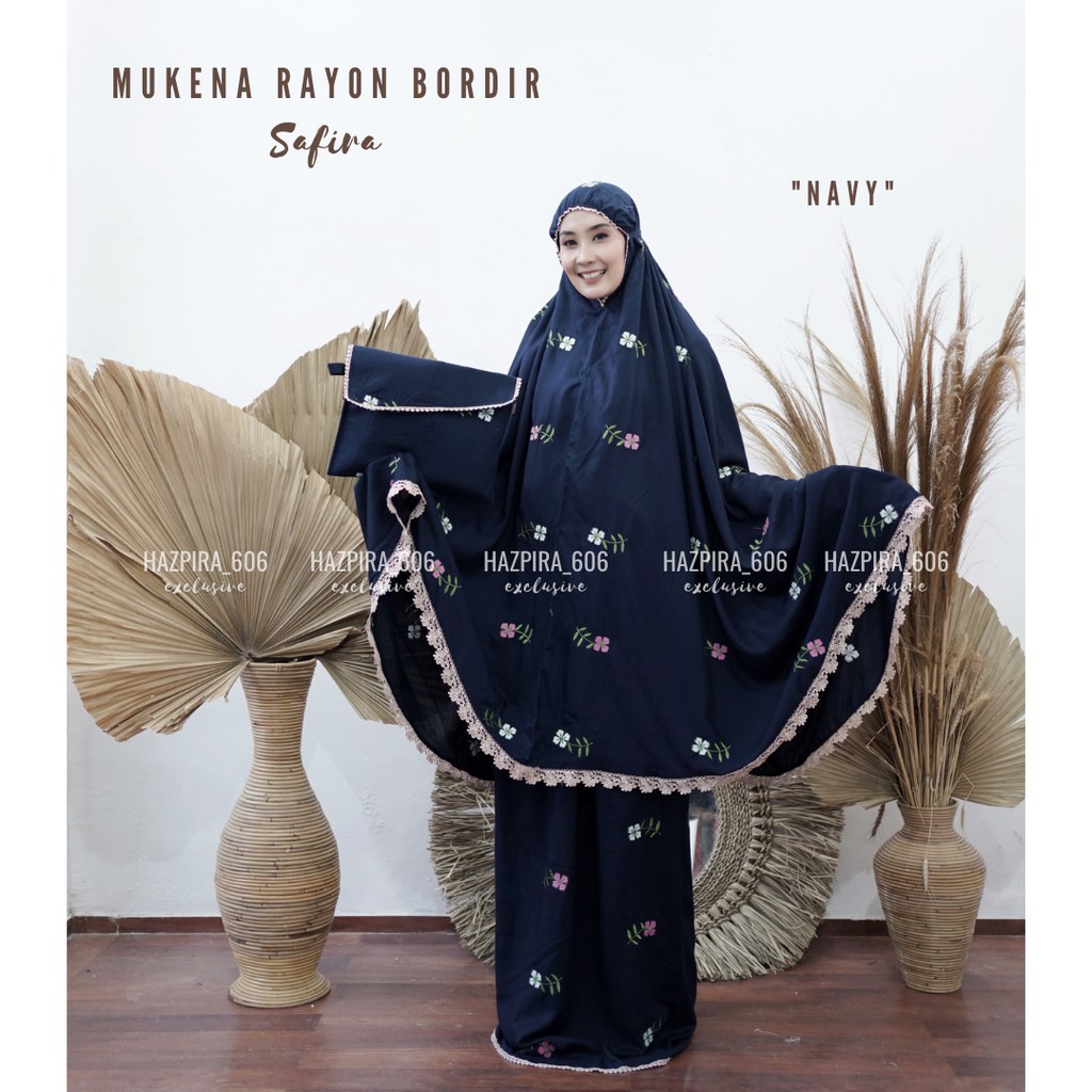 MUKENA DEWASA KATUN RAYON BORDIR SAFIRA JUMBO