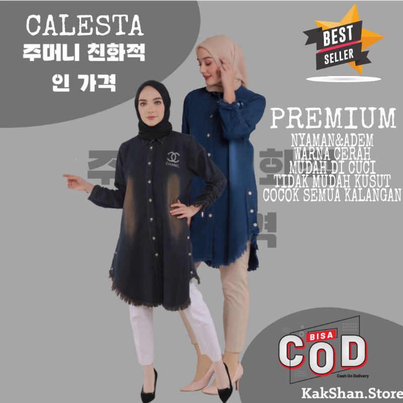BAJU |Calesta Tunic - Tunik Atasan Wanita Lengan Panjang Tunik Terbaru Tunik Import Kekinian Tunik k
