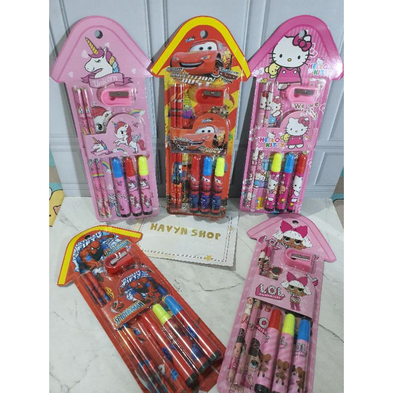 paket alat tulis/stationery set/study set spidol-1
