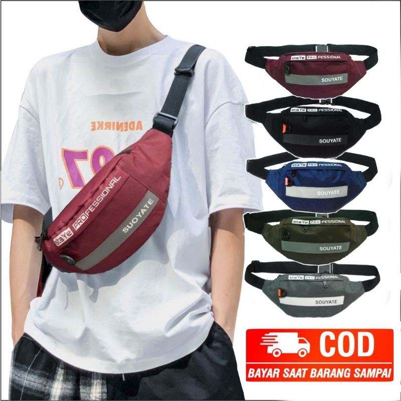 Tas Waistbag Oval slempang bahu pria dan wanita / Sling bag keren termurah - Tas Selempang Pria