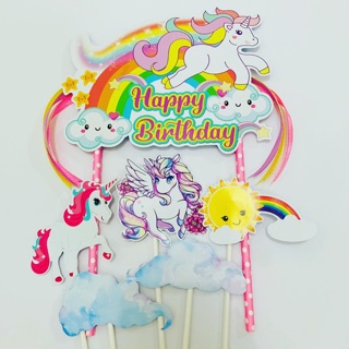 Unicorn Flying Rainbow  Topper Cake Birthday Hiasan  Kue  