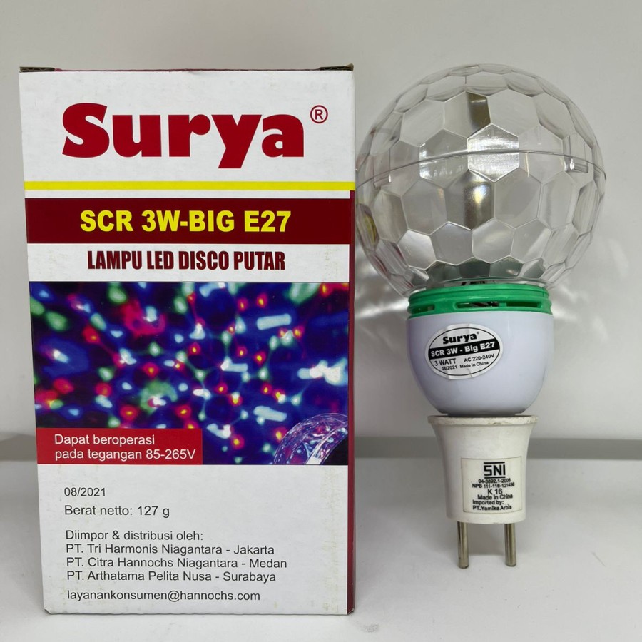 Bola Lampu LED Rotating Disco Surya SCR 3W BIG Bola Disko Hiasan Natal