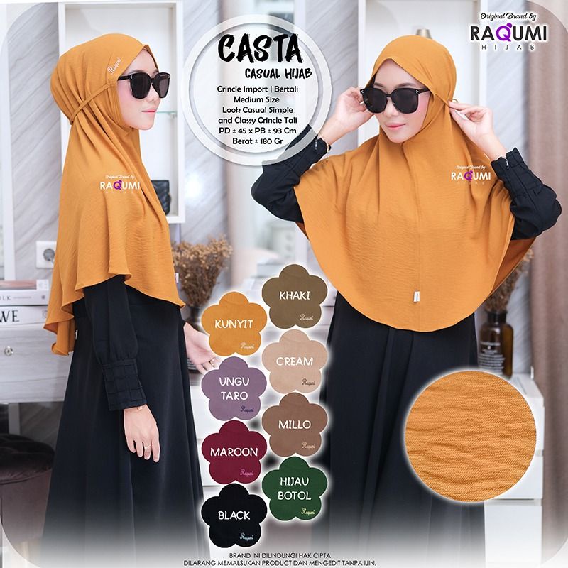 CASTA CASUAL HIJAB RAQUMI ORIGINAL | JILBAB TALI RAQUMI | JILBAB CRINCLE | JILBAB KUNYIT