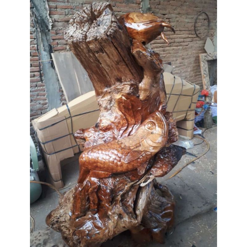 Ready Free Ongkir Hiasan Ukiran Ikan Dekorasi Rumah Antik Akar Kayu Jati Lawasan Furniture Jepara
