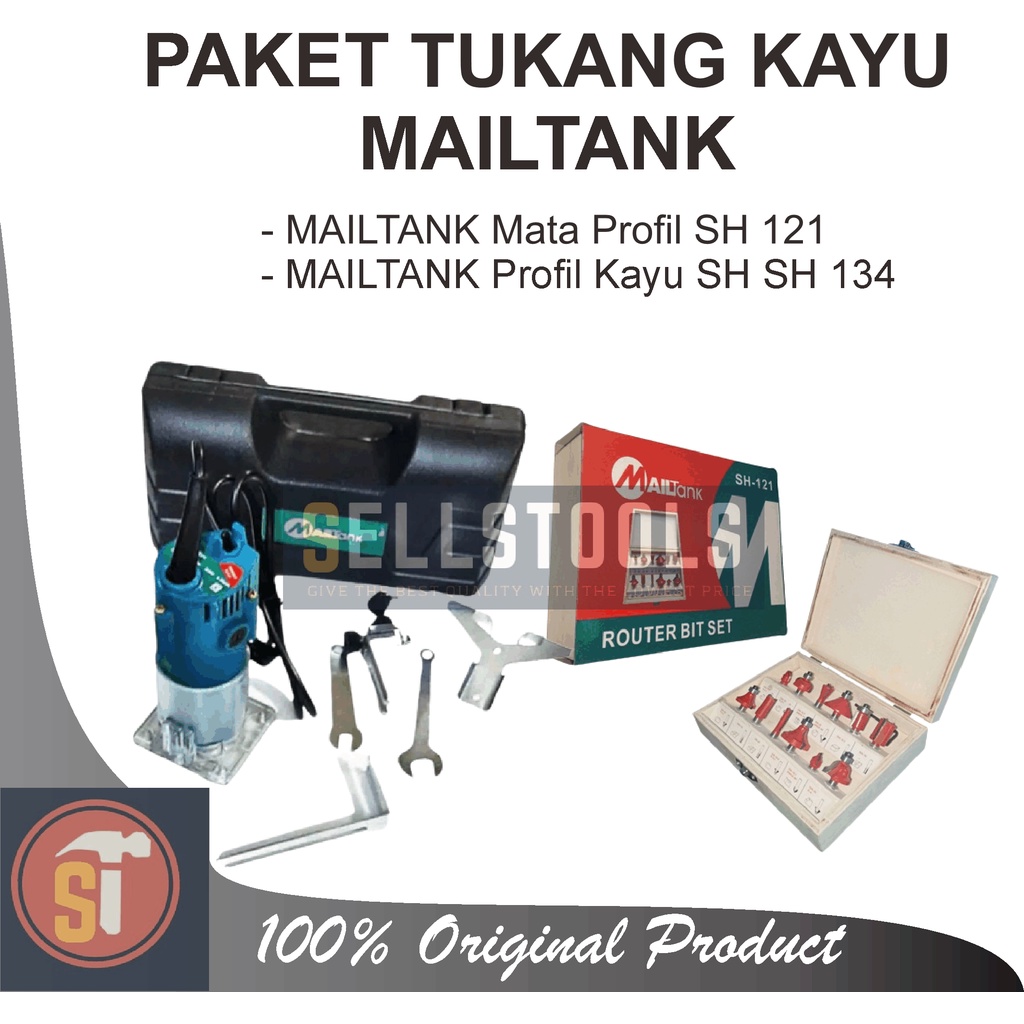 PAKET KAYU MESIN PROFIL KAYU + MATA PROFIL KAYU SET 12pcs MAILTANK