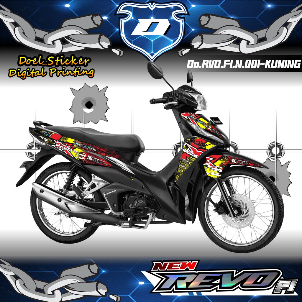 Sticker Striping REVO FI NEW / REVO FIT injeksi List Variasi Hologram , Crome Doel  001