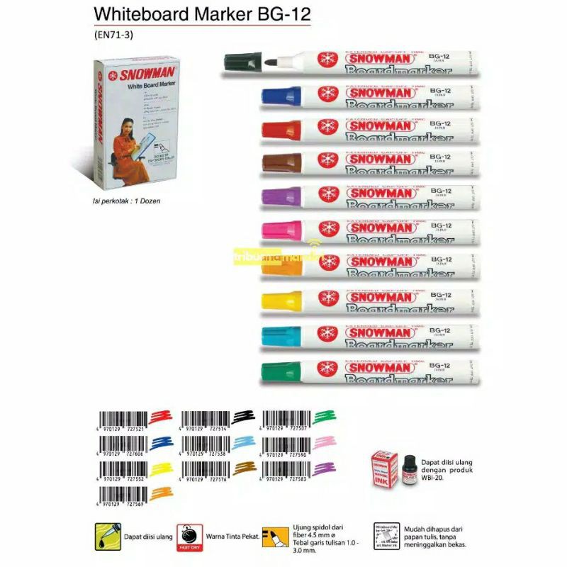 

Spidol Snowman Whitebard BG 12