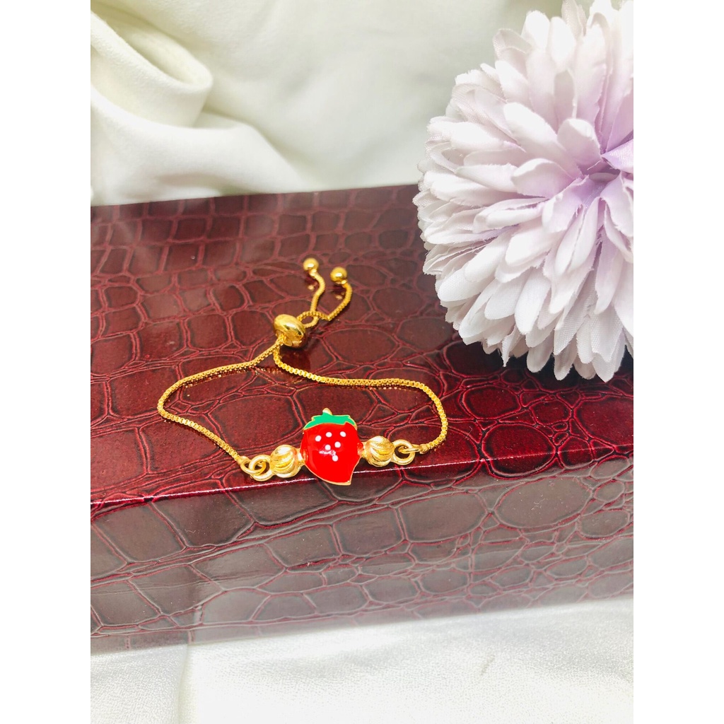 Gelang anak serut strawberry merah emas Xuping