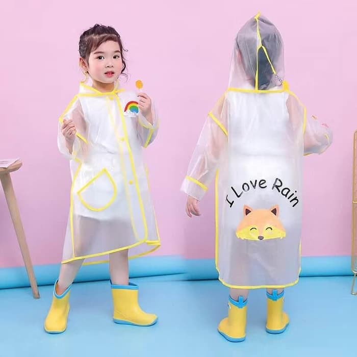 Jas hujan terusan anak I Love Rain semi / jas hujan paud / tk / sd transparan animal / jas hujan anak / jas hujan atasan anak / jas hujan anti rembes / jas hujan  anak terbaru / baju anak untuk anak 3-7th - 85002 NEW 4U CLOTHING