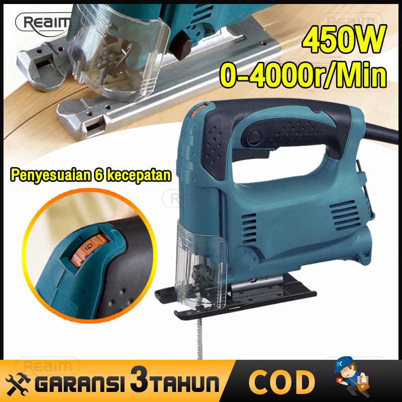 Reaim (free mata jigsaw 1 pcs) Mesin Gergaji Kayu Jig Saw Machine Mesin Gergaji Ukir Kayu Gergaji