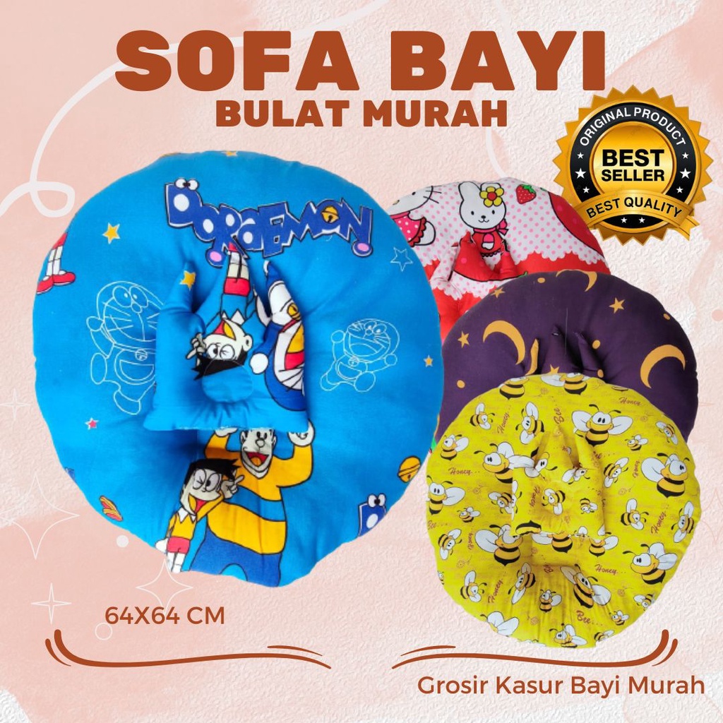 PROMO Sofa Bayi Empuk Tebal Untuk Baru Lahir Newborn Belajar Duduk Tidur Set Lengkap Bantal Motif Te