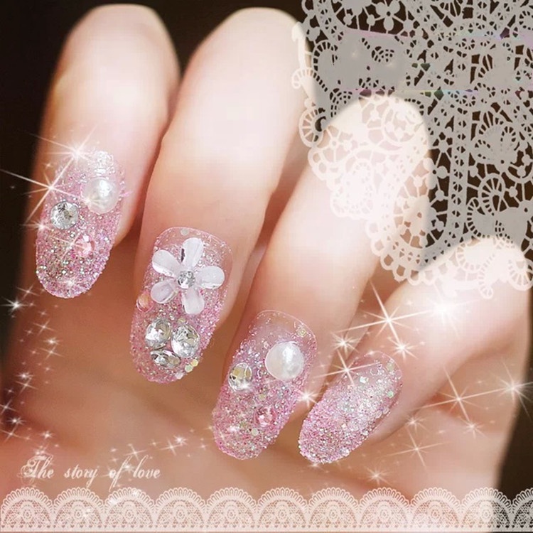 Pretty Kuku Palsu Wedding 24Pcs Party/Fake Nails Wedding Decoration/Long Nail Fashion Wedding Staying