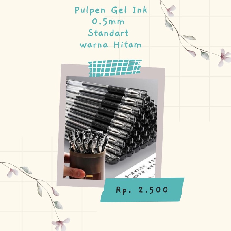

Pulpen Gel Ink 0.5mm standart warna hitam (isi 4)