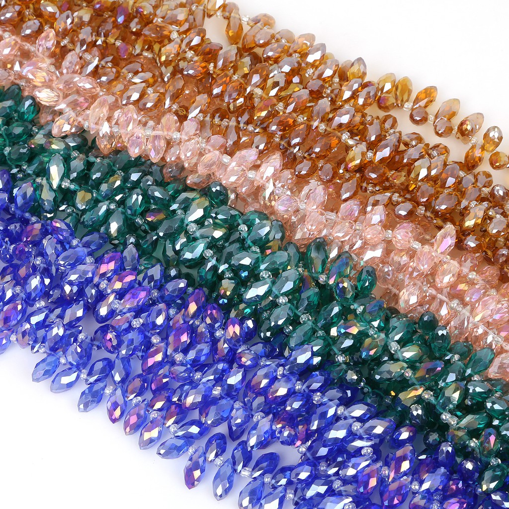 DIY 6 x 12 mm 50 pcs / lot Crystal Glass Beads European Seed Oval Two Hole Garment Beads Colorful Spacer Beads Craft Making