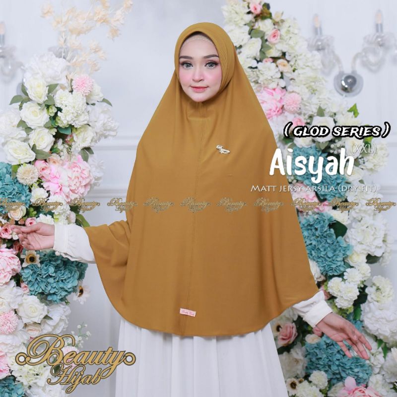 [Ori Beauty] AISYAH XXL GOLD SERIES••jilbab instan jumbo••bergo ped jersey