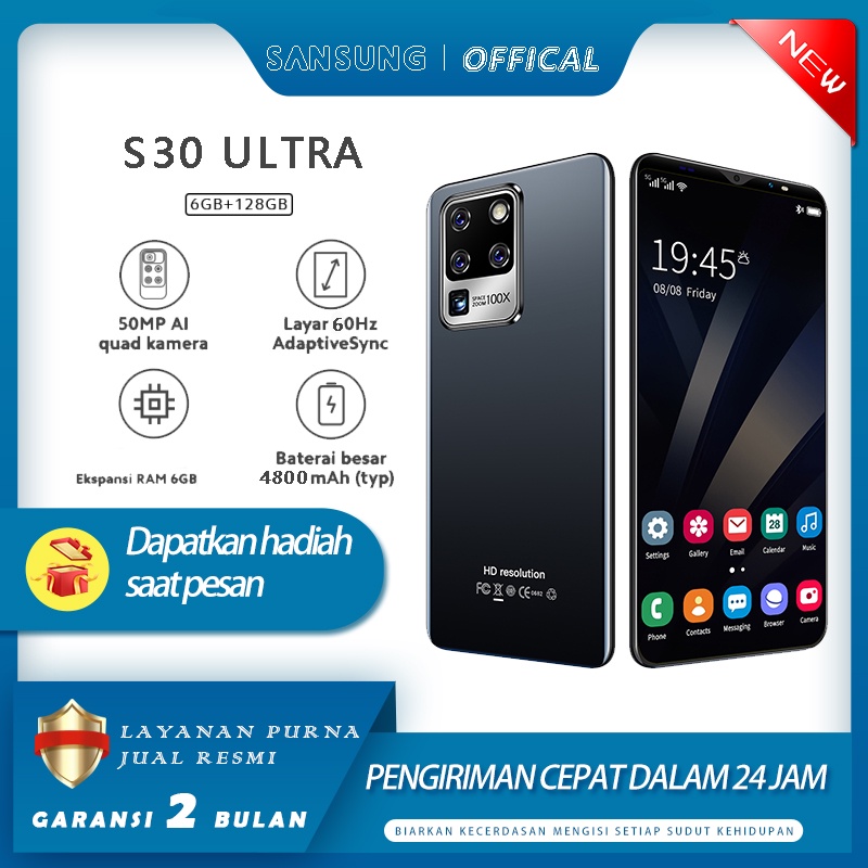 【Terbaru 2021 hp murah promo】Galaxy S30U Plus 6.1inch RAM 8GB ROM 128GB Android 10.0 hp Fingerprint 