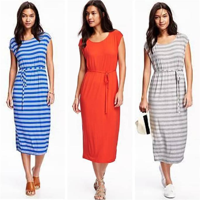 Termurah Cb Old Navy Tie Midi Dress Branded - Stripe Blue, S