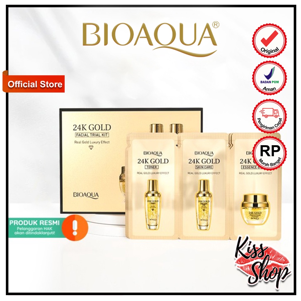 [COD] BIOAQUA 24K Gold Facial Trial Kit 10pcs Contains Toner + Serum + Essence Cream