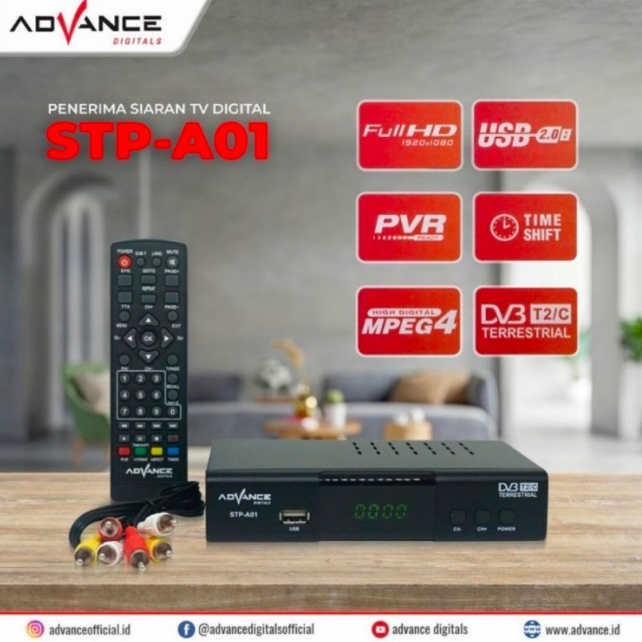 ADVANCE SET TOP BOX DVB-T2 MODEL STP-A01 PENERIMA SIARAN TV DIGITAL